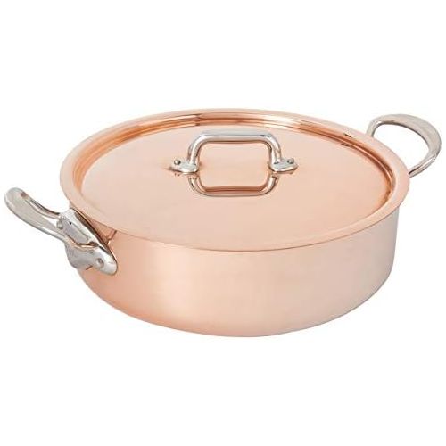  Mauviel Made In France MHeritage Copper 150s 6130.29 5.8-Quart Rondeau with Lid and Cast Stainless Steel Handle