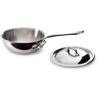 Mauviel Made In France MCook 5 Ply Stainless Steel 5211.29 5.8 Quart Saute Pan with Lid And Helper Handle, Cast Stainless Steel Handle
