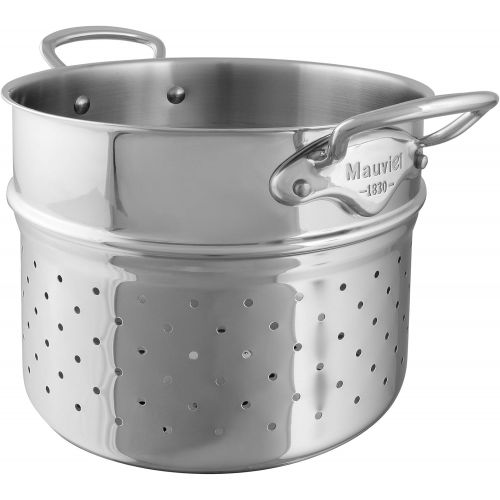  Mauviel Made In France MCook 5 Ply Stainless Steel 5222.24 9.5 inch Pasta Insert, Cast Stainless Steel Handle