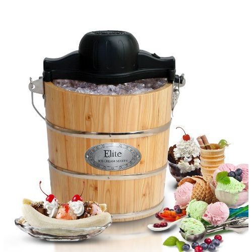  MaxiMatic EIM-502 Elite Gourmet 4-Quart Old-Fashioned Pine-Bucket ElectricManual Ice-Cream Maker by Maximatic