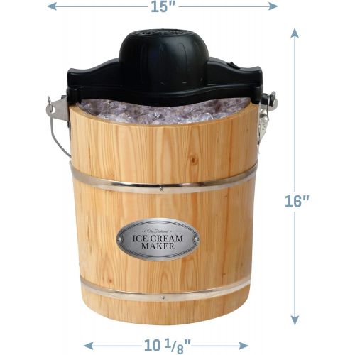  MaxiMatic EIM-502 Elite Gourmet 4-Quart Old-Fashioned Pine-Bucket ElectricManual Ice-Cream Maker by Maximatic