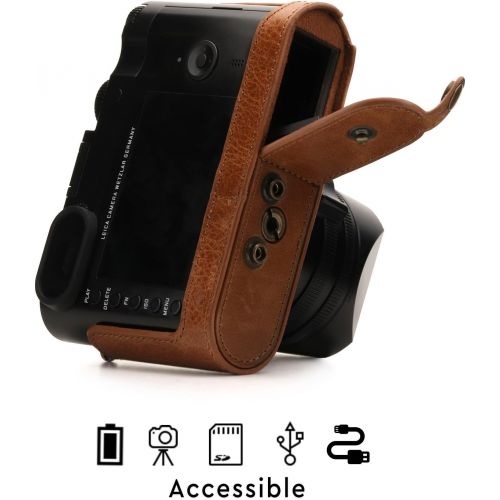  Visit the MegaGear Store Megagear MG1403 Leica Q-P, Q (Typ 116) Ever Ready Genuine Leather Camera Case and Strap, with Battery Access, Brown