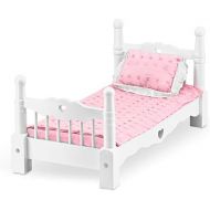 Visit the Melissa & Doug Store Melissa & Doug White Wooden Doll Bed With Bedding, 24 x 12 x 11-Inches