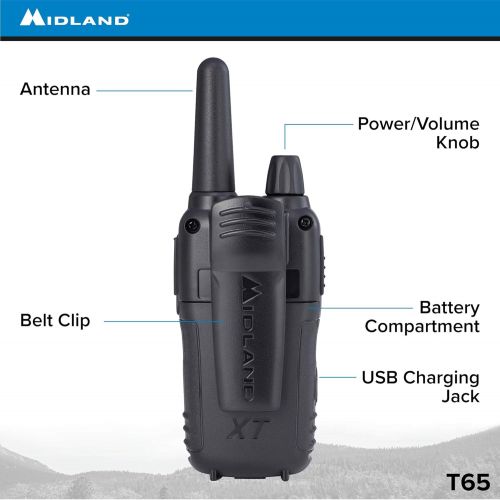  Midland - X-TALKER T61VP3, 36 Channel FRS Two-Way Radio - Up to 32 Mile Range Walkie Talkie, 121 Privacy Codes, & NOAA Weather Scan + Alert (Pair Pack) (BlackYellow)