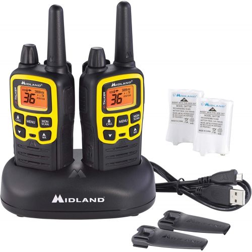  Midland - X-TALKER T61VP3, 36 Channel FRS Two-Way Radio - Up to 32 Mile Range Walkie Talkie, 121 Privacy Codes, & NOAA Weather Scan + Alert (Pair Pack) (BlackYellow)