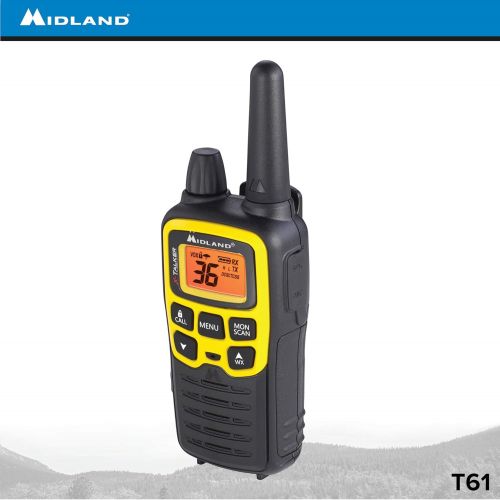  Midland - X-TALKER T61VP3, 36 Channel FRS Two-Way Radio - Up to 32 Mile Range Walkie Talkie, 121 Privacy Codes, & NOAA Weather Scan + Alert (Pair Pack) (BlackYellow)