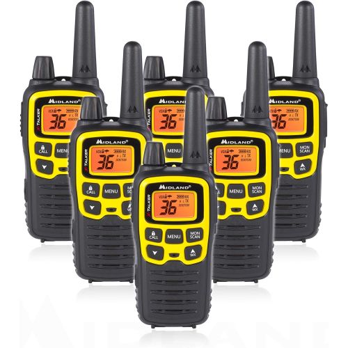  Midland - X-TALKER T61VP3, 36 Channel FRS Two-Way Radio - Up to 32 Mile Range Walkie Talkie, 121 Privacy Codes, & NOAA Weather Scan + Alert (Pair Pack) (BlackYellow)