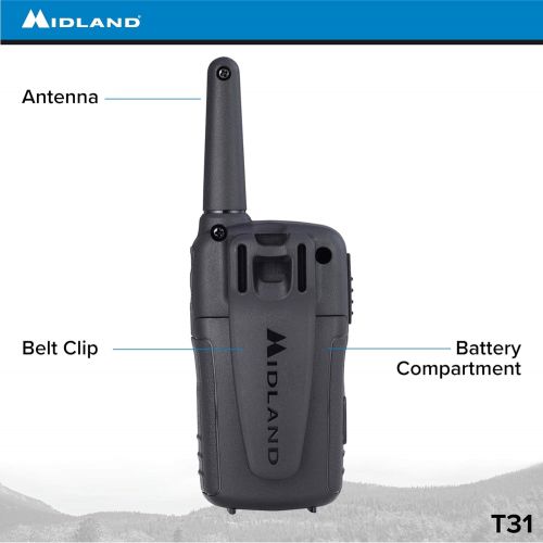  Midland - X-TALKER T31VP, 22 Channel FRS Walkie Talkie - Up to 26 Mile Range Two-Way Radio, 38 Privacy Codes, & NOAA Weather Alert (3 Pack) (BlackRed)
