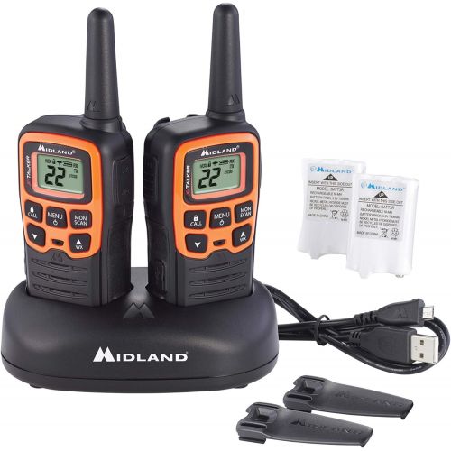  Midland - X-TALKER T51VP3, 22 Channel FRS Walkie Talkie - Up to 28 Mile Range Two-Way Radio, 38 Privacy Codes, NOAA Weather Alert (Pair Pack) (BlackOrange)
