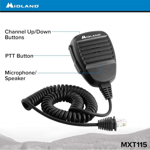  Midland MXT115, 15 Watt GMRS MicroMobile Two-Way Radio - 8 Repeater Channels, 142 Privacy Codes, NOAA Weather Scan + Alert & External Magnetic Mount Antenna (Single Pack) (Black)