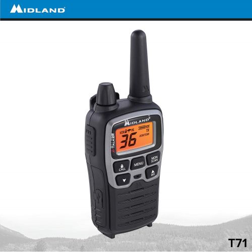  Midland - X-TALKER T71VP3, 36 Channel FRS Two-Way Radio - Up to 38 Mile Range Walkie Talkie, 121 Privacy Codes, NOAA Weather Scan + Alert (Pair Pack) (BlackSilver)