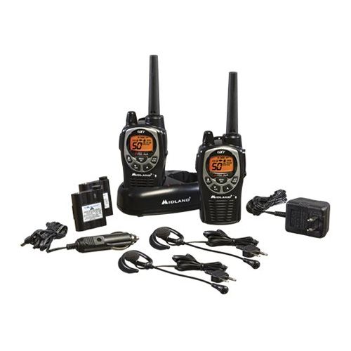  Midland GXT1000X6VP4 50 Channel GMRS Two-Way Radio - Up to 36 Mile Range Walkie Talkie - BlackSilver (Pack of 6)