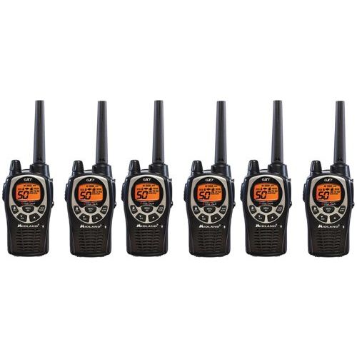  Midland GXT1000X6VP4 50 Channel GMRS Two-Way Radio - Up to 36 Mile Range Walkie Talkie - BlackSilver (Pack of 6)