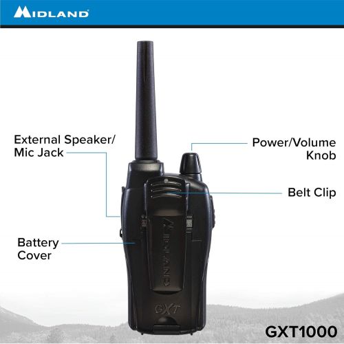  Midland GXT1000X6VP4 50 Channel GMRS Two-Way Radio - Up to 36 Mile Range Walkie Talkie - BlackSilver (Pack of 6)