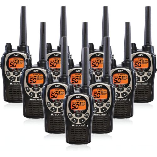  Midland GXT1000X6VP4 50 Channel GMRS Two-Way Radio - Up to 36 Mile Range Walkie Talkie - BlackSilver (Pack of 6)