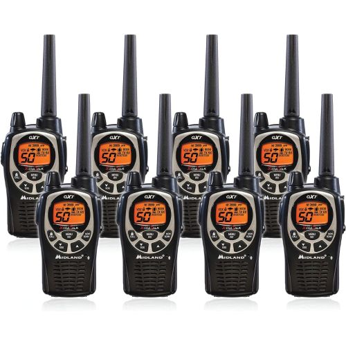  Midland GXT1000X6VP4 50 Channel GMRS Two-Way Radio - Up to 36 Mile Range Walkie Talkie - BlackSilver (Pack of 6)