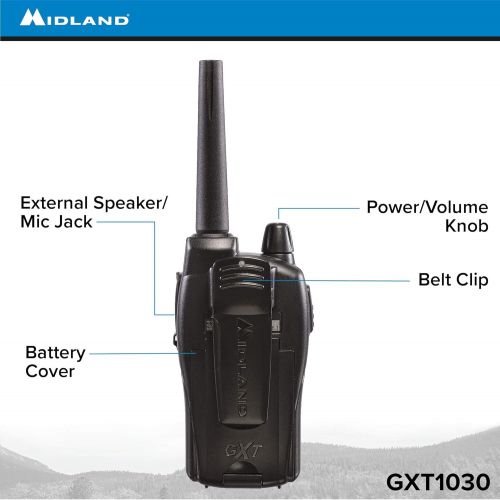  Midland - GXT1000VP4, 50 Channel GMRS Two-Way Radio - Up to 36 Mile Range Walkie Talkie, 142 Privacy Codes, Waterproof, NOAA Weather Scan + Alert (Pair Pack) (BlackSilver)