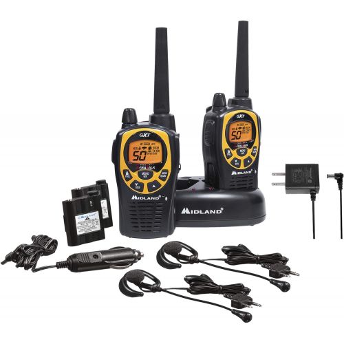  Midland - GXT1000VP4, 50 Channel GMRS Two-Way Radio - Up to 36 Mile Range Walkie Talkie, 142 Privacy Codes, Waterproof, NOAA Weather Scan + Alert (Pair Pack) (BlackSilver)