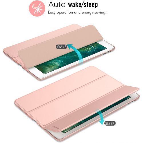  [아마존베스트]MoKo Case Fit 2018/2017 iPad 9.7 5th / 6th Generation - Slim Lightweight Smart Shell Stand Cover with Translucent Frosted Back Protector Fit Apple iPad 9.7 Inch 2018/2017, Rose Gol