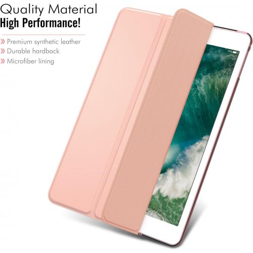  [아마존베스트]MoKo Case Fit 2018/2017 iPad 9.7 5th / 6th Generation - Slim Lightweight Smart Shell Stand Cover with Translucent Frosted Back Protector Fit Apple iPad 9.7 Inch 2018/2017, Rose Gol