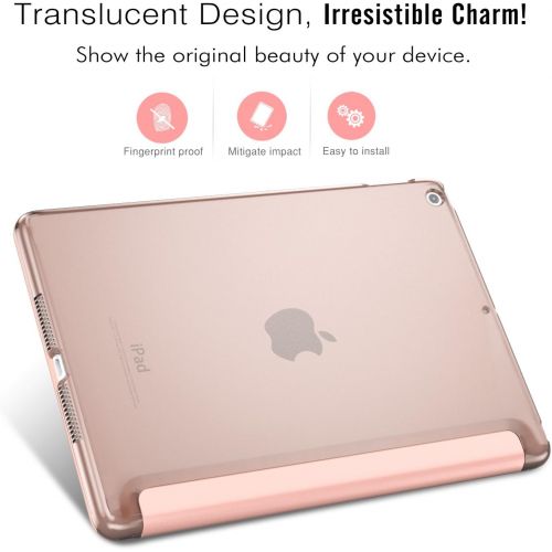  [아마존베스트]MoKo Case Fit 2018/2017 iPad 9.7 5th / 6th Generation - Slim Lightweight Smart Shell Stand Cover with Translucent Frosted Back Protector Fit Apple iPad 9.7 Inch 2018/2017, Rose Gol