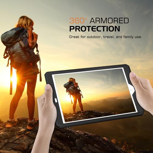  [아마존베스트]MoKo Case Fit 2018/2017 iPad 9.7 6th/5th Generation - [Heavy Duty] Shockproof Full Body Rugged Hybrid Cover with Built-in Screen Protector Compatible with Apple iPad 9.7 Inch 2018/