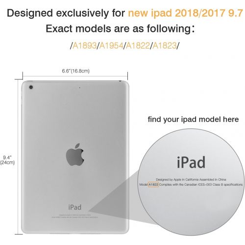  [아마존베스트]MoKo Case Fit 2018/2017 iPad 9.7 6th/5th Generation - Slim Lightweight Smart Shell Stand Cover with Translucent Frosted Back Protector Fit Apple iPad 9.7 Inch 2018/2017, Black(Auto