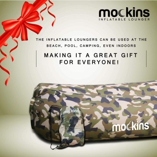  [아마존베스트]Mockins Camouflage Inflatable Lounger Hangout Sofa Bed with Travel Bag Pouch The Portable Inflatable Couch Air Lounger is Perfect for Music Festivals and Camping Accessories Inflat