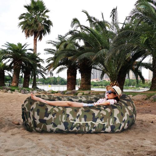  [아마존베스트]Mockins Camouflage Inflatable Lounger Hangout Sofa Bed with Travel Bag Pouch The Portable Inflatable Couch Air Lounger is Perfect for Music Festivals and Camping Accessories Inflat