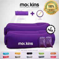 Mockins 2 Pack Blue Pink Inflatable Lounger Hangout Sofa Bed with Travel Bag Pouch The Portable Inflatable Couch Air Lounger is Perfect for Music Festivals and Camping Accessories