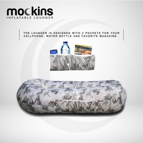  Mockins 2 Pack Blue Pink Inflatable Lounger Hangout Sofa Bed with Travel Bag Pouch The Portable Inflatable Couch Air Lounger is Perfect for Music Festivals and Camping Accessories