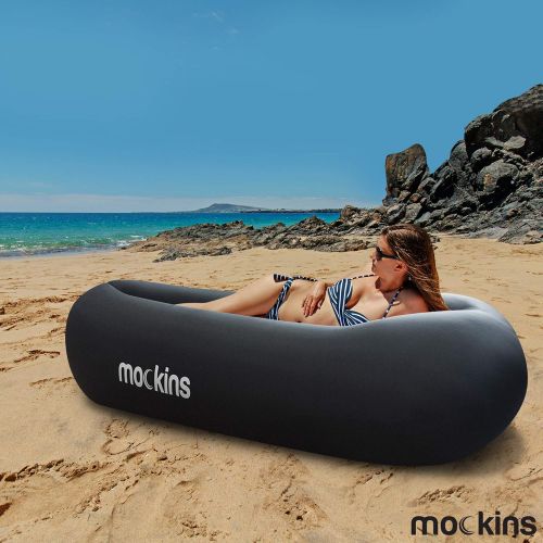  Mockins 2 Pack Blue Pink Inflatable Lounger Hangout Sofa Bed with Travel Bag Pouch The Portable Inflatable Couch Air Lounger is Perfect for Music Festivals and Camping Accessories