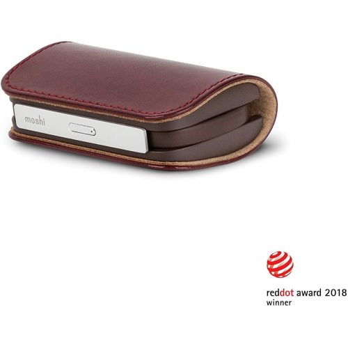  Moshi IonBank 3200 mAh Portable Charger with Built-in Lightning Cable (External Battery Power Bank) - Burgundy Red