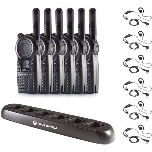 모토로라 Motorola Solutions 6 Pack of Motorola CLS1110 Walkie Talkie Radios with Headsets & 6-Bank Charger