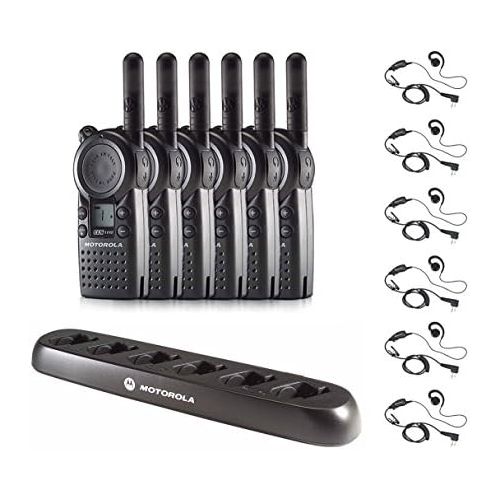 모토로라 6 Pack of Motorola CLS1110 Radios with 6 Push To Talk (PTT) earpieces and a 6-Bank Radio Charger