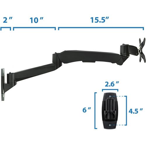  Mount-It! Computer Monitor Wall Mount for 13”  27” Screen Sizes, Height Adjustable, Full Motion, VESA 75x75 mm and 100x100 mm, Black (MI-35114)