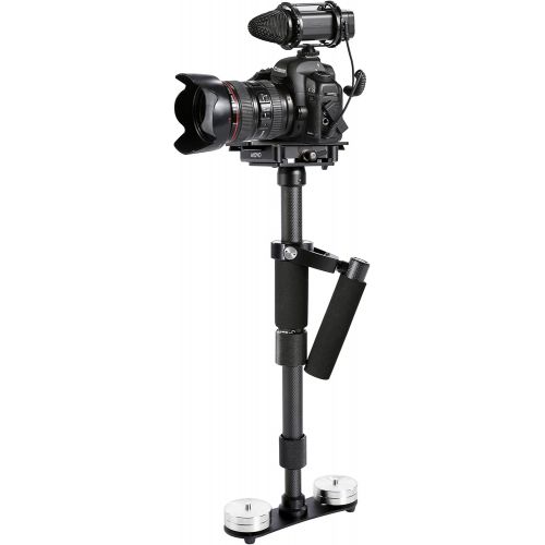  Movo VS9 Handheld Carbon Fiber Video Stabilizer System with Micro-Balancing Adjustments, Quick-Release Platform, Chrome Counterweights for DSLR Cameras & Camcorders