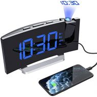 [아마존핫딜][아마존 핫딜] Mpow Projection Alarm Clock, 5 LED Curved-Screen Digital Alarm Clock, 15 FM Radio, Dual Alarm with 4 Alarm Sounds, 6 Dimmer, 12/24 Hour, USB Phone Charger, Projection Clock on Ceil