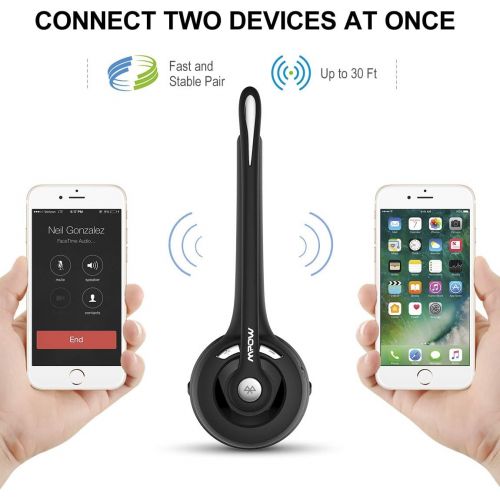  [아마존베스트]Mpow Pro Trucker Bluetooth Headset/Cell Phone Headset with Microphone, Office Wireless Headset, Over the Head Earpiece, On Ear Car Bluetooth Headphones for Cell Phone, Skype, Truck