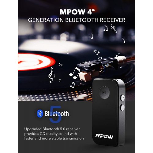  Mpow 044 Bluetooth 5.0 Receiver, Wireless Car Audio Adapter, Bluetooth Car Kit, 10 Hours Battery Life, for Music, Hands-Free Call, Wired Headphones, Speaker, Car Stereo System: Pat