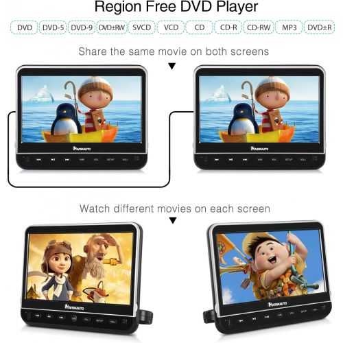  [아마존베스트]NAVISKAUTO 10.1 Dual Car DVD Players with 2 Headphones Support 1080P Video, HDMI Input, Sync Screen, AV Out & in, Resume, Region Free, USB SD (2 x Headrest DVD Players)