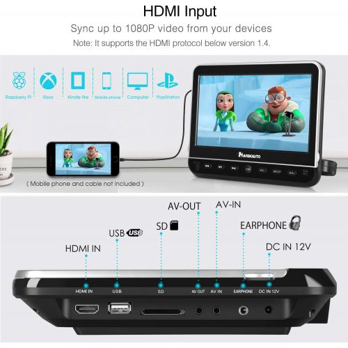  [아마존베스트]NAVISKAUTO 10.1 Dual Car DVD Players with 2 Headphones Support 1080P Video, HDMI Input, Sync Screen, AV Out & in, Resume, Region Free, USB SD (2 x Headrest DVD Players)