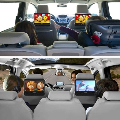  [아마존베스트]NAVISKAUTO 10.1 Dual Car DVD Players with 2 Headphones Support 1080P Video, HDMI Input, Sync Screen, AV Out & in, Resume, Region Free, USB SD (2 x Headrest DVD Players)