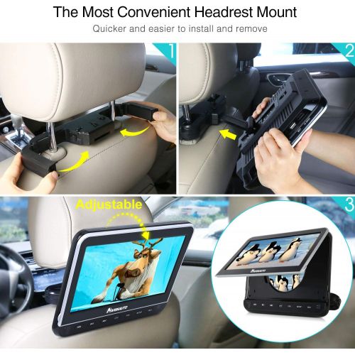  [아마존베스트]NAVISKAUTO 10.1 Dual Car DVD Players with 2 Headphones Support 1080P Video, HDMI Input, Sync Screen, AV Out & in, Resume, Region Free, USB SD (2 x Headrest DVD Players)