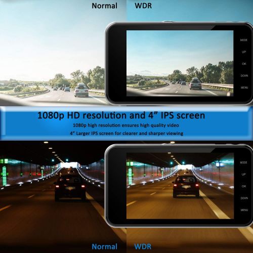  [아마존베스트]Dual Dash Cam Front and Rear, NINE CUBE 1080p HD Driving Recorder,Car DVR Dashboard Camera, 4 IPS Screen, 170° Super Wide Angle, G Sensor, Loop Recording, Parking Monitor, Motion D