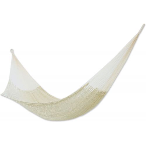  NOVICA Sustainable Cotton Ivory Rope Hammock Caribbean Beach (Double)