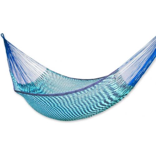  NOVICA Sustainable Cotton Ivory Rope Hammock Caribbean Beach (Double)