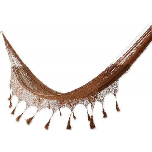  NOVICA Sustainable Cotton Ivory Rope Hammock Caribbean Beach (Double)