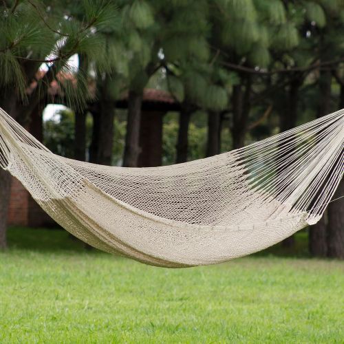  NOVICA Sustainable Cotton Ivory Rope Hammock Caribbean Beach (Double)