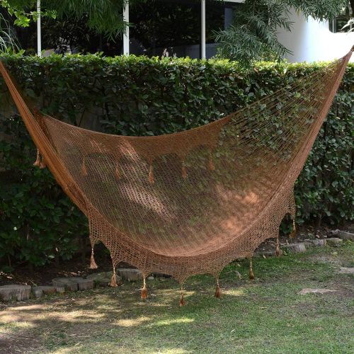  NOVICA Sustainable Cotton Ivory Rope Hammock Caribbean Beach (Double)